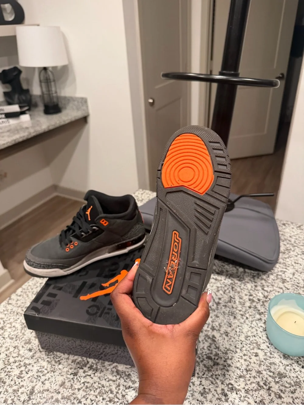 Jordan Retro Sneakers in Black and Orange Accents